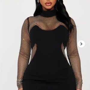 Fashion Nova Black Mesh Dress with Sparkle Accents